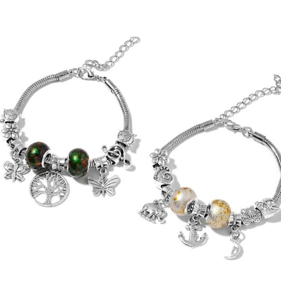 Set of Two 7.5 inch Charm Bracelets - Picture 1 of 4